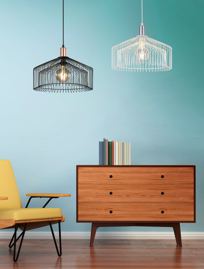 Lampada a Sospensione da Interno  E27 in Metallo Nero