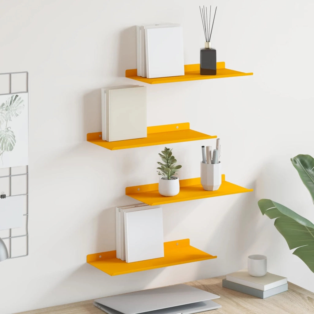 Mensola sospesa 4 pcs Giallo senape 40 x 18 x 2,5 cm Acciaio