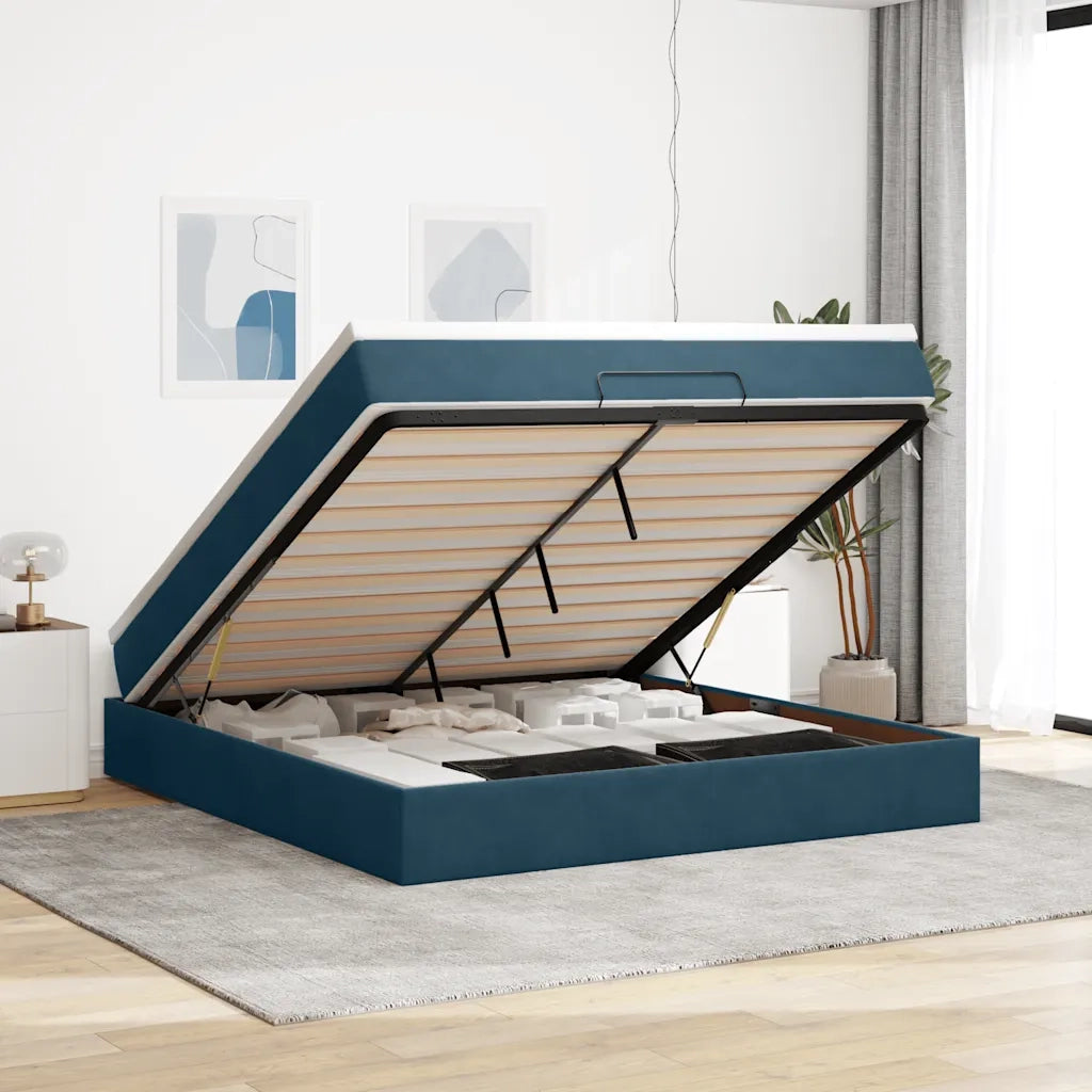Struttura Letto Pouf con Materasso 180x200 cm in Velluto