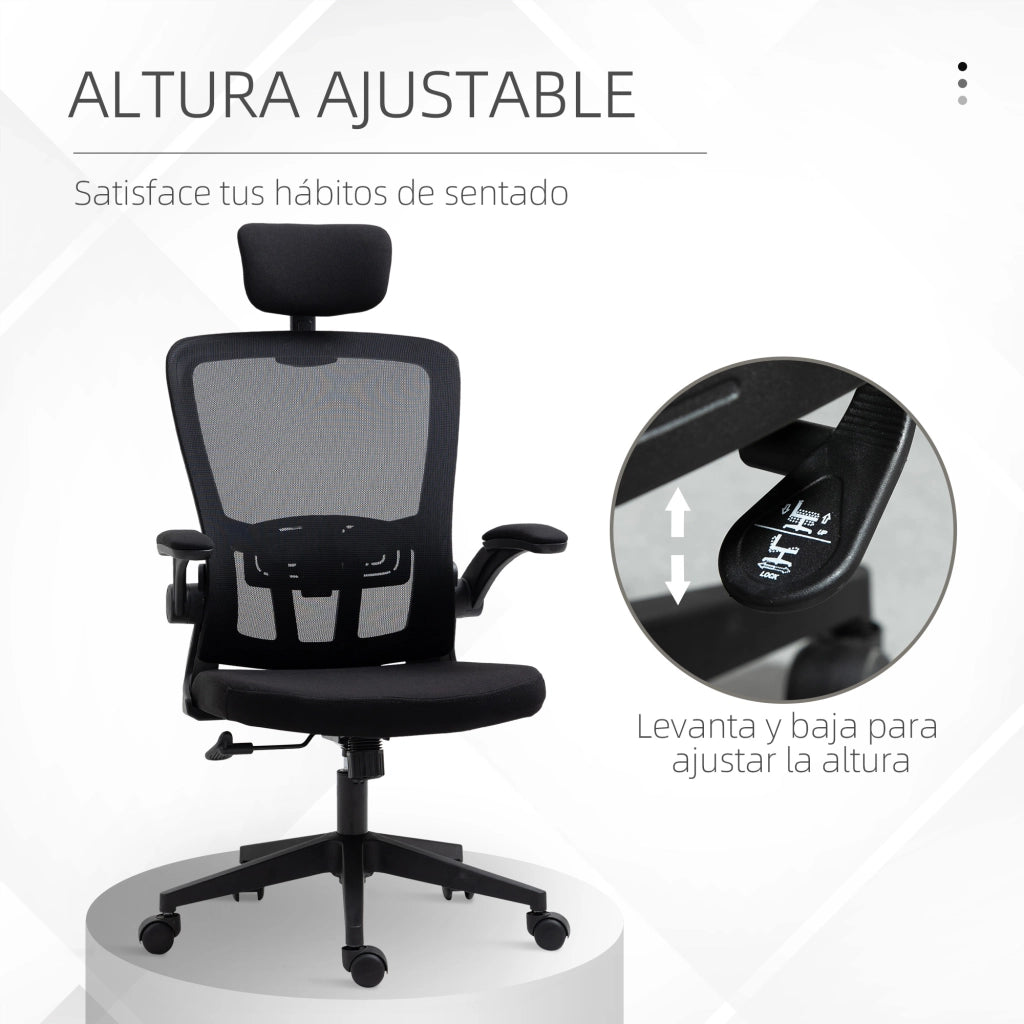 Sedia da ufficio con rete ¨C zephmum ¨C nera, 65x64x114-122 cm