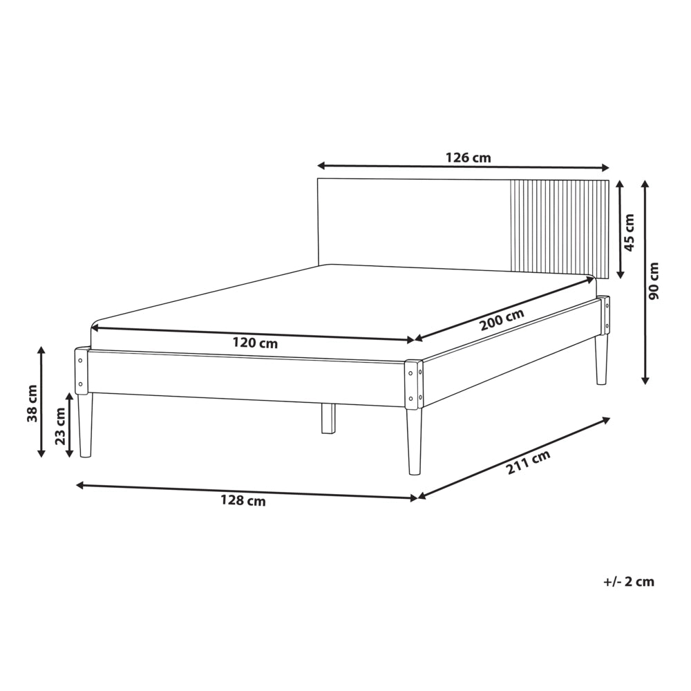 Letto con rete in legno di pino naturale color marrone chiaro, 120 x 200 cm, con testiera in stile scandinavo
