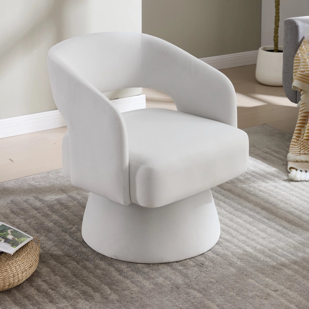 POLTRONA Girevole Moderna 68x66x47 cm Chenille Beige
