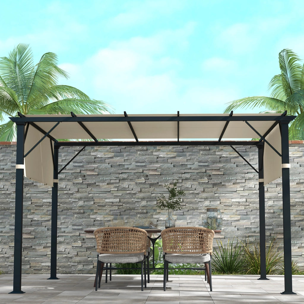 Copertura per Gazebo Pergola 488x122 cm con Tasche e Cinghie in Poliestere Bianco Crema