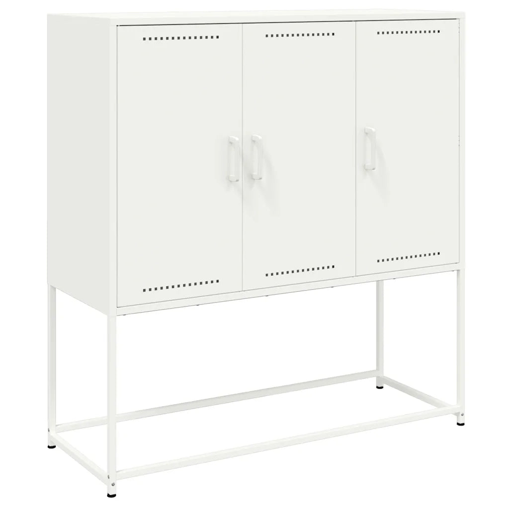 Credenza-Buffet-Armadio da cucina Bianca 100,5x39x107 cm in Acciaio 838982
