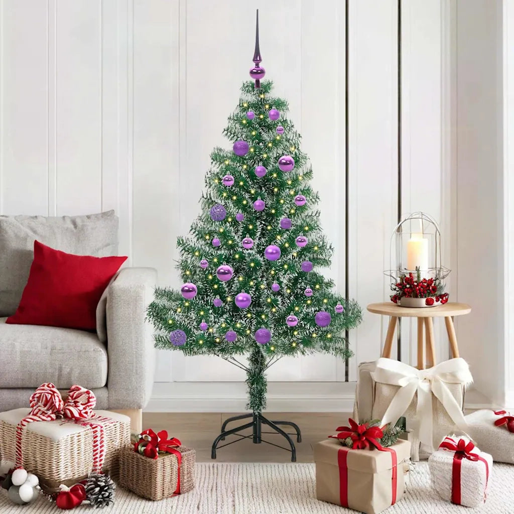 Albero di Natale Artificiale Imbiancato con Luci LED 150 cm