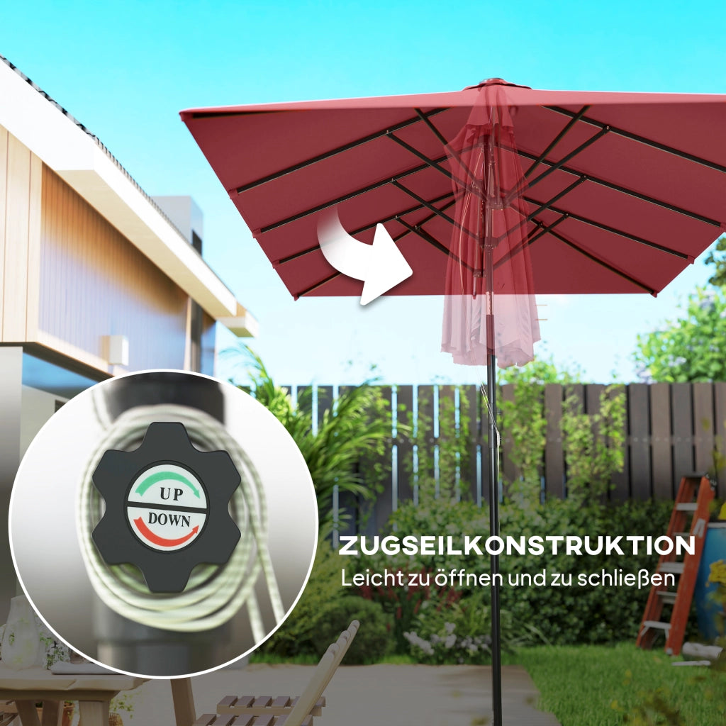 Ombrellone da giardino regolabile in altezza e inclinabile ¨C zephmum ¨C 150x295x170-214 cm rosso vino