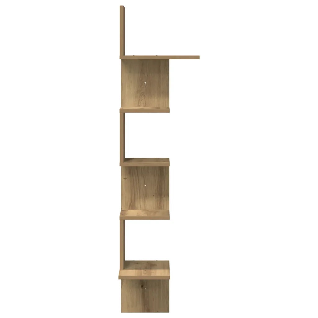 Scaffale Angolare Muro Rovere Artigianale 32x32x127,5 cm 860525