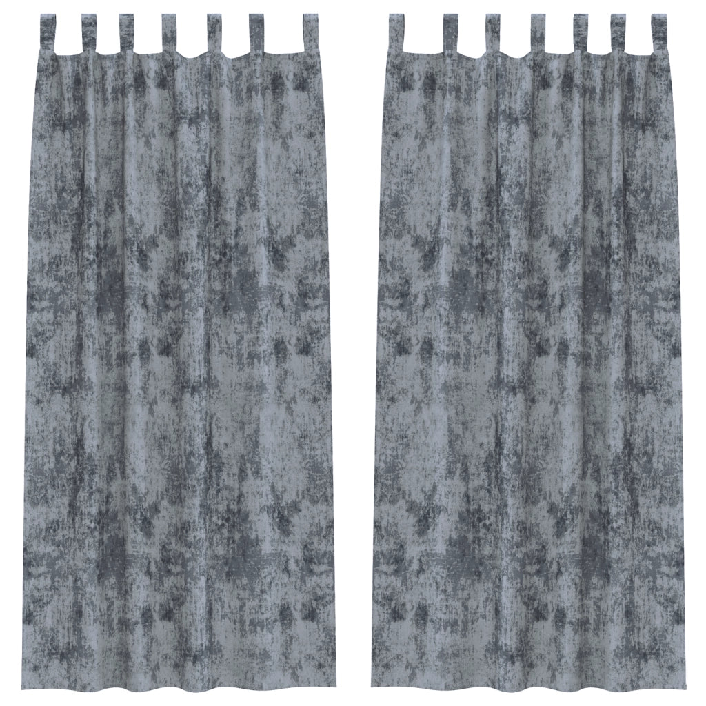 Tende in Velluto 2 pezzi con anelli Grigio Argento 245x140 cm