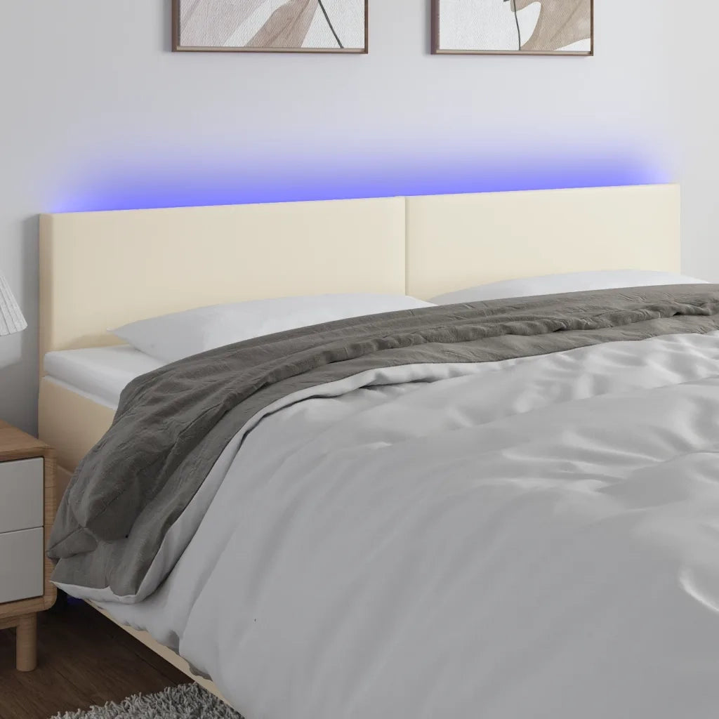 Testiera | Testata Crema a LED 160x5x78/88 cm in Similpelle