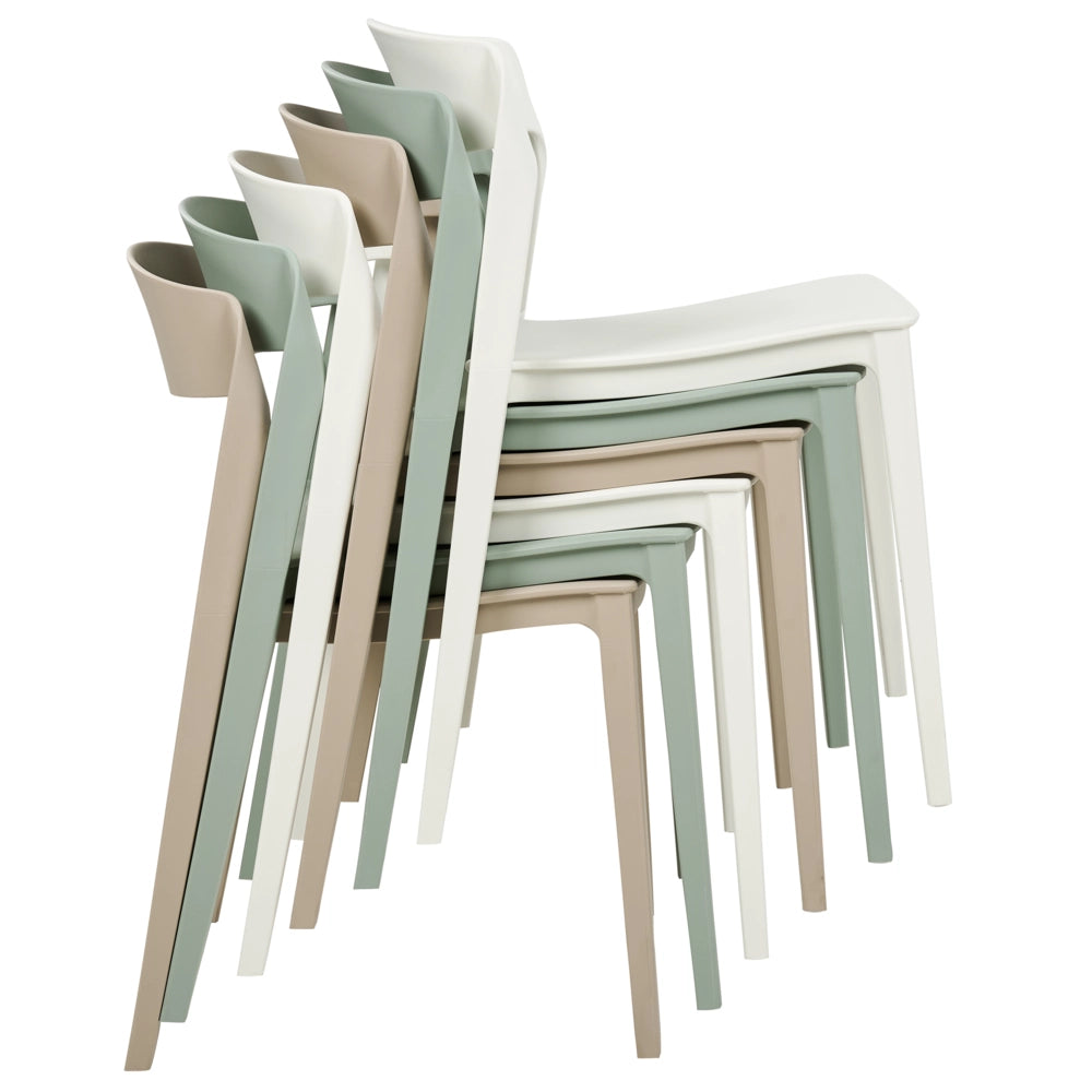 Set di 2 sedie da pranzo bianche impilabili con gambe senza braccioli Sedie da conferenza in plastica Design moderno contemporaneo Sedute per la sala da pranzo