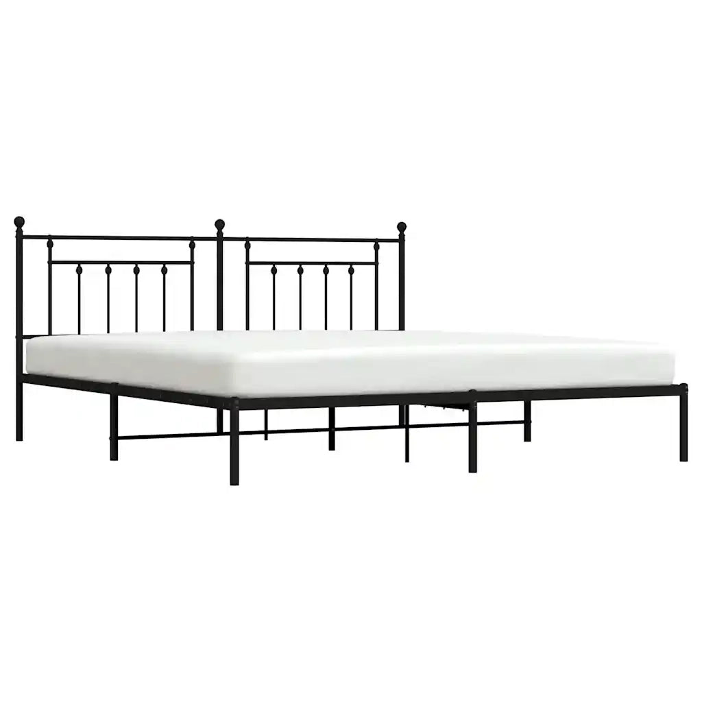 Giroletto con Testiera-Struttura Letto con testiera in Metallo Nero 193x203 cm 701663