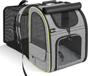 Zak per animale da trasporto espandibile - Borsa trasportabile e respirante per animali domestici con tenda e schienale retrattile - Maggiore spazio per il trasporto di cuccioli e gatti.