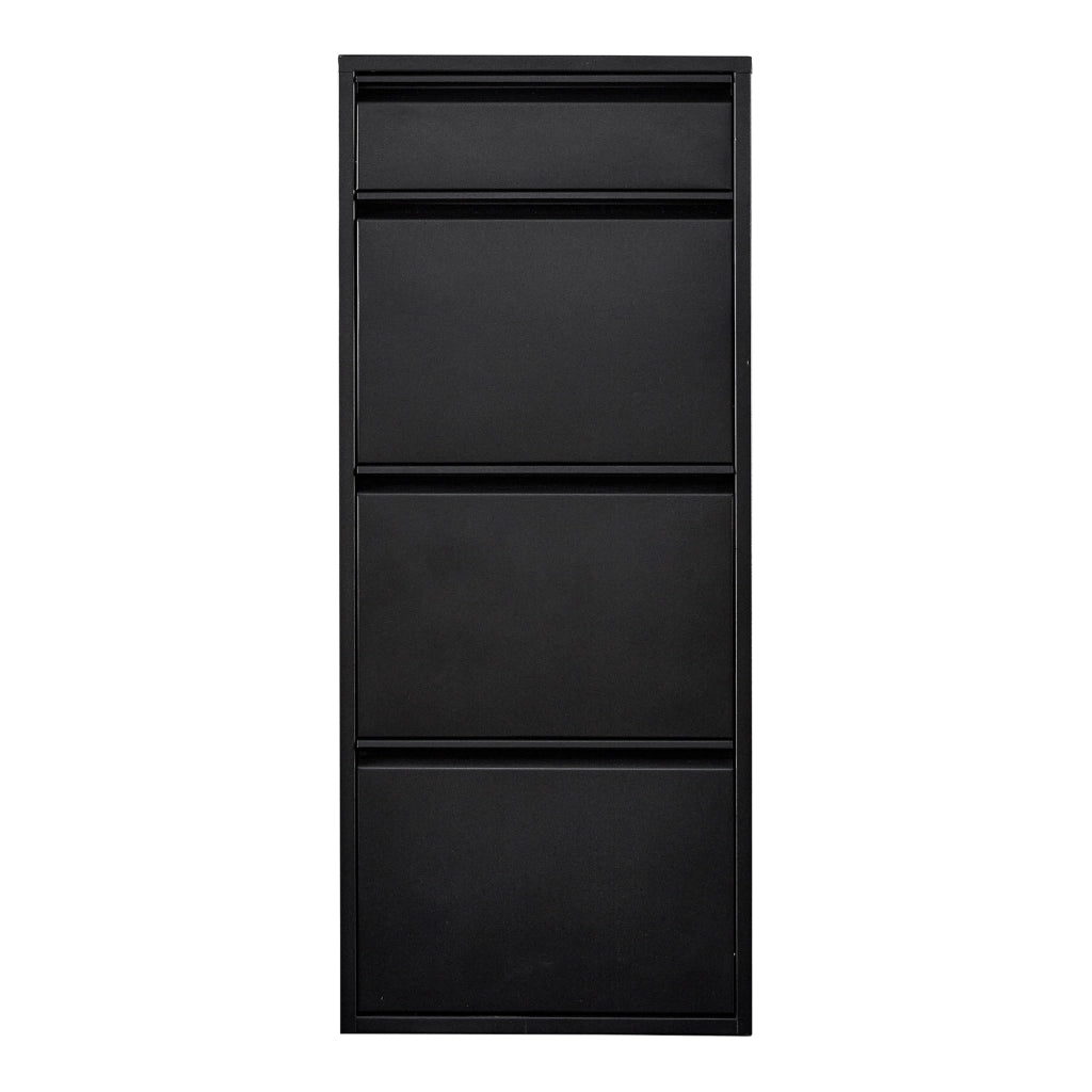 Scarpiera Sokndal con 3+1 Contenitori Ribaltabili Portascarpe in Metallo - Nero [en.casa]