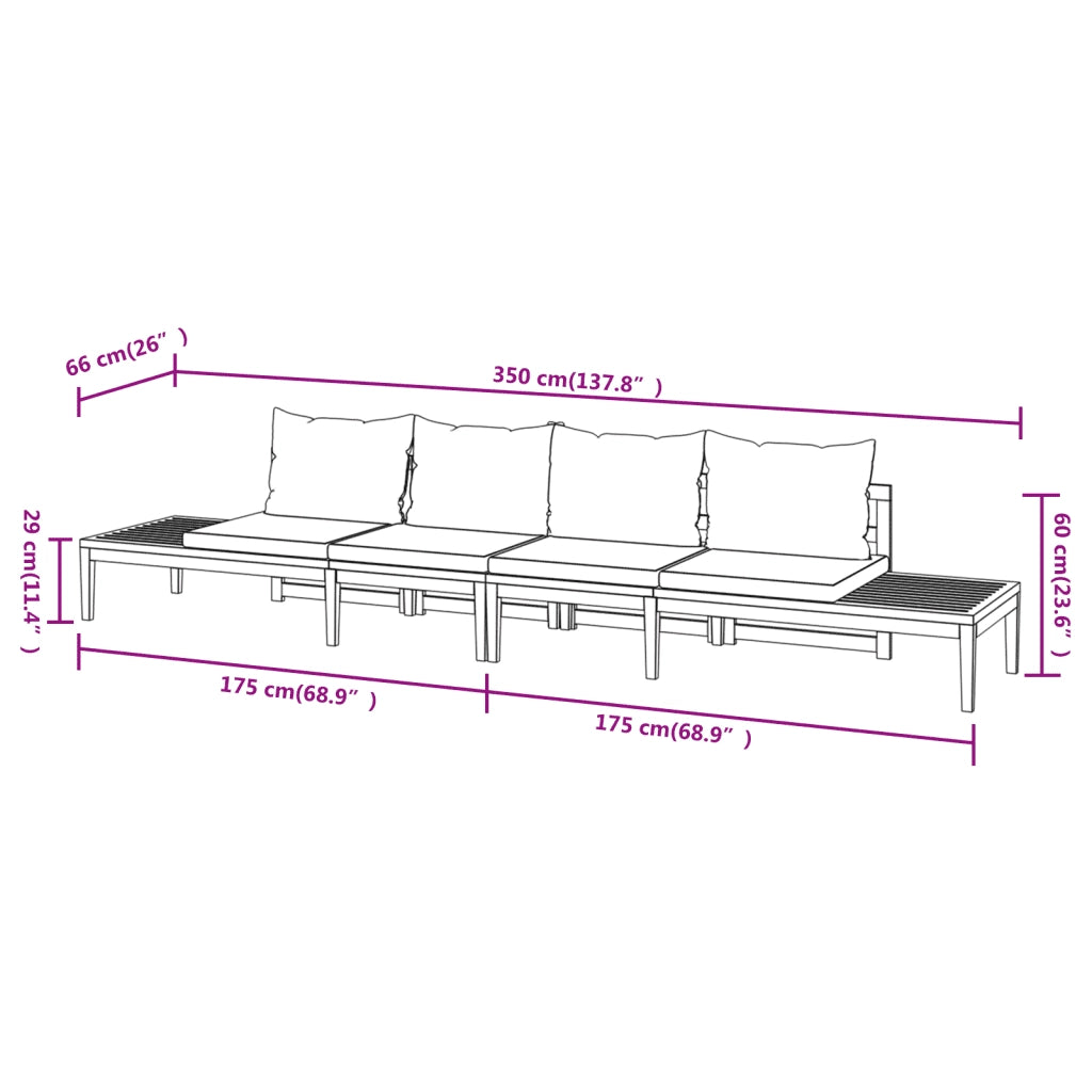 Panche da Giardino con Cuscini Grigio Scuro 2pz Legno di Acacia 3087281