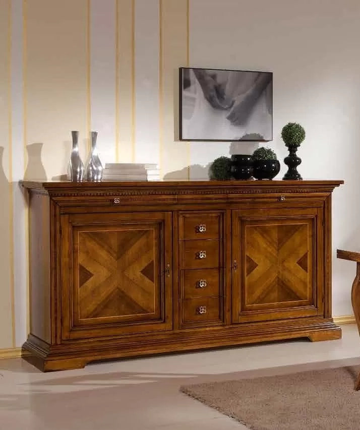 Madia credenza 2 ante 6 cassetti noce bassano l.210 p.53 h. 115 - Mobili 2G