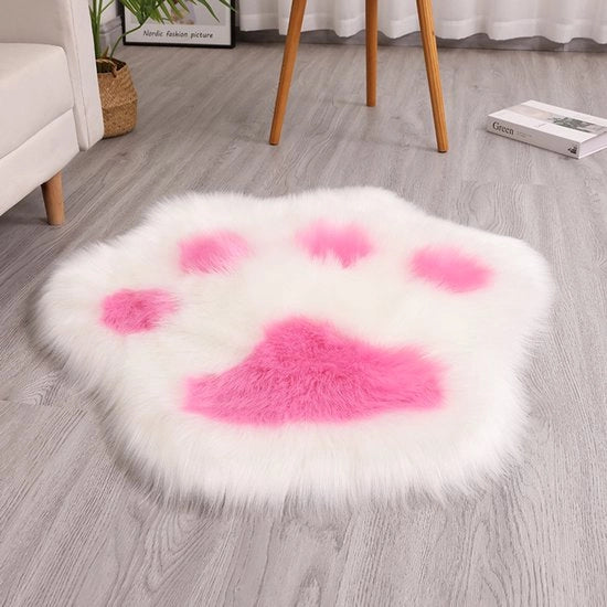 Copricuscino per gatto, piuma artificiale, lavabile in macchina, adatto per salotto, divano e camera da letto, 45*45cm (bianco + rosarosso).