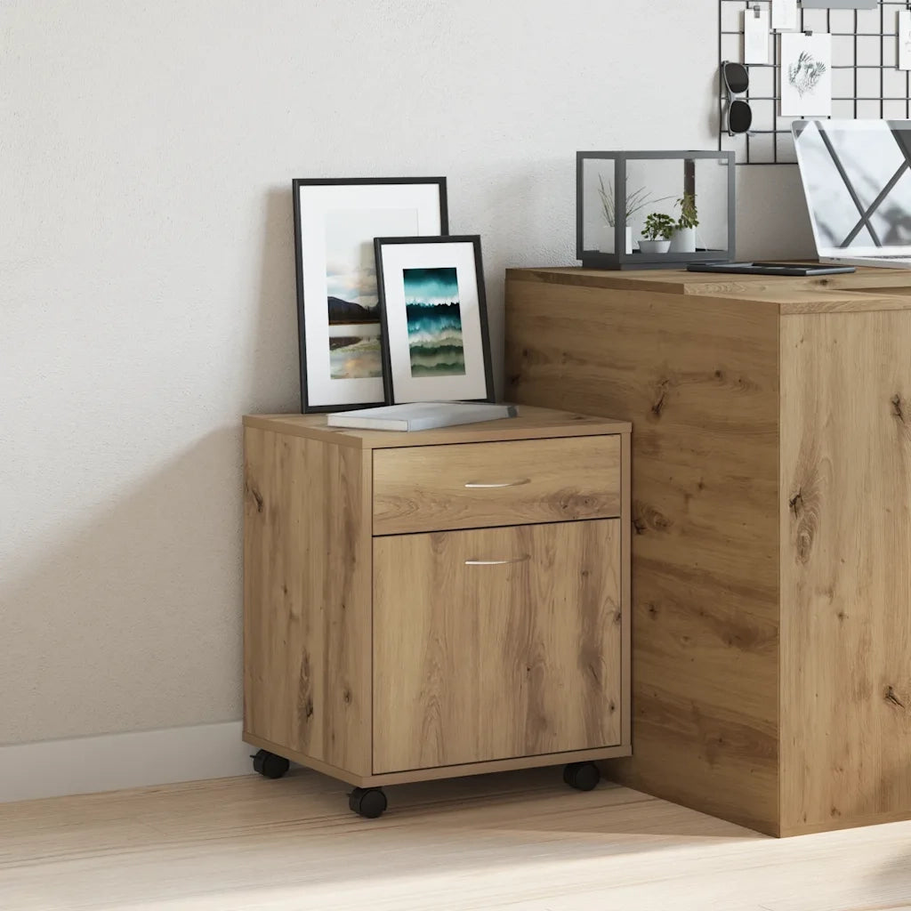 Armadietto con Ruote Rovere Artigianale 45x38x54 cm Truciolato 856655