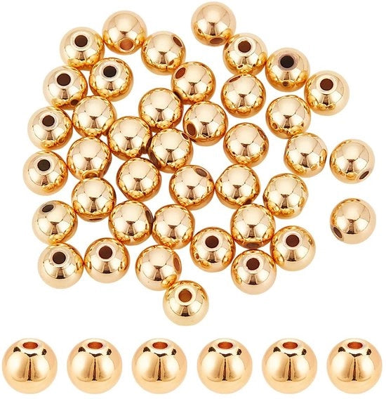 Spaziatori in metallo lucido 14K a forma di rondelle 6 mm - 40 pezzi - per gioielleria artigianale - rondelle metalliche lisce