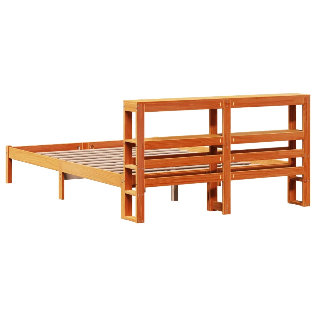 Giroletto con Testiera Marrone Cera 120x190 cm Massello Pino