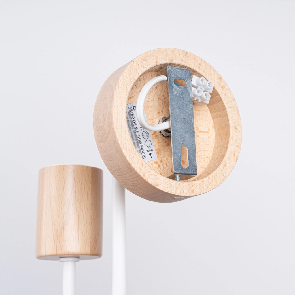 Applique industriale bianca legno PALMOS E27 15W Pure Lume