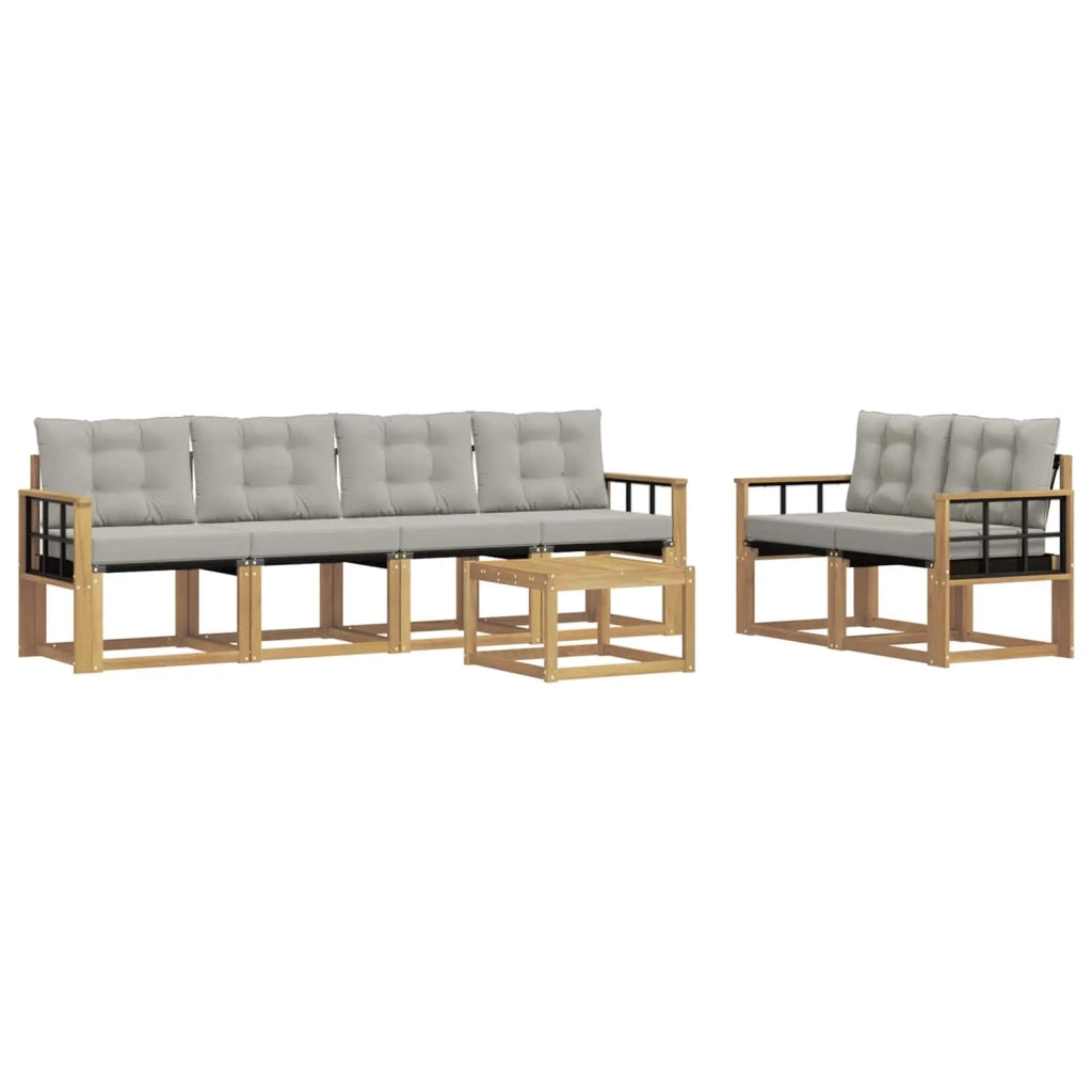 Set di divani da esterno 7 pz Bianco e Grigio Chiaro 3389241
