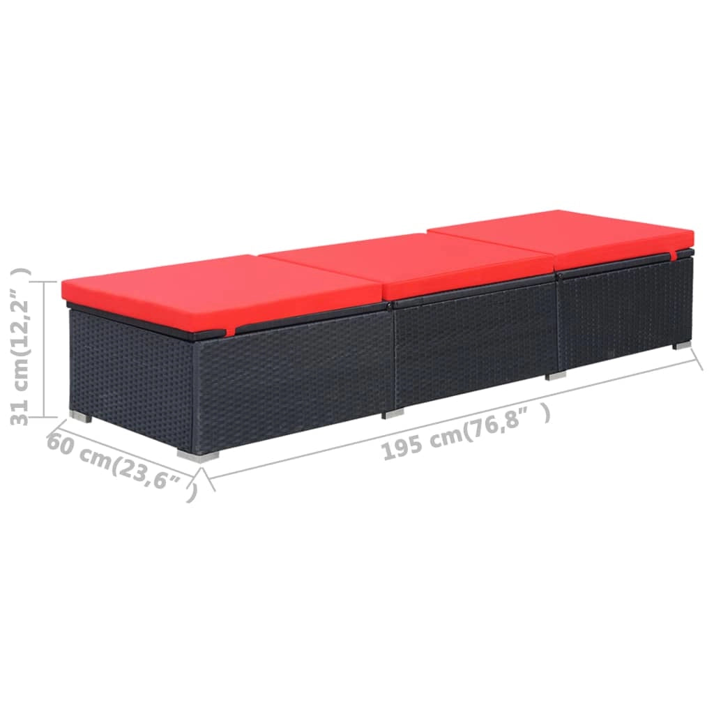 Lettino prendisole sedia a sdraio lettino prendisole letto da giardino mobili da esterno per patio con cuscino resina intrecciata nera 02_0012521