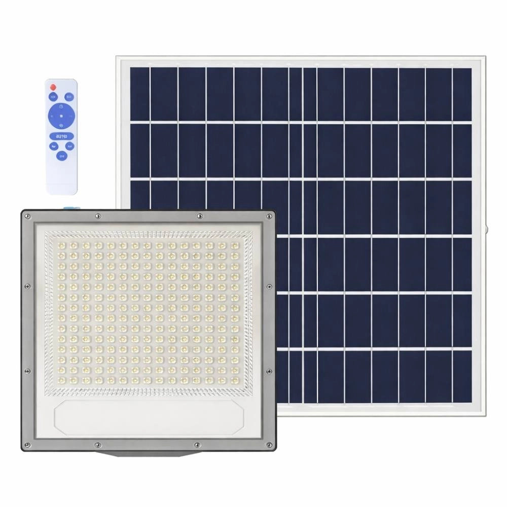 Proiettore led solare ecova con telecomando e luce bianca fredda 6500k *** potenza 100w, confezione 1