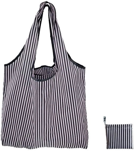 Borsa Portatile Ripiegabile - Ambientalmente Sostenibile - Alta Capacità di Carico - 15 Litri - Disegno a Strisce - Spazievoluta - Borsa della Spesa