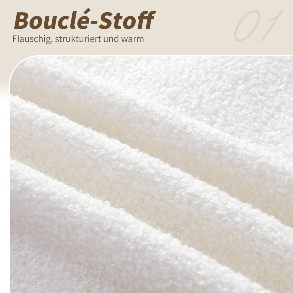 Letto singolo contenitore 90x200 cm in bouclé beige con USB
