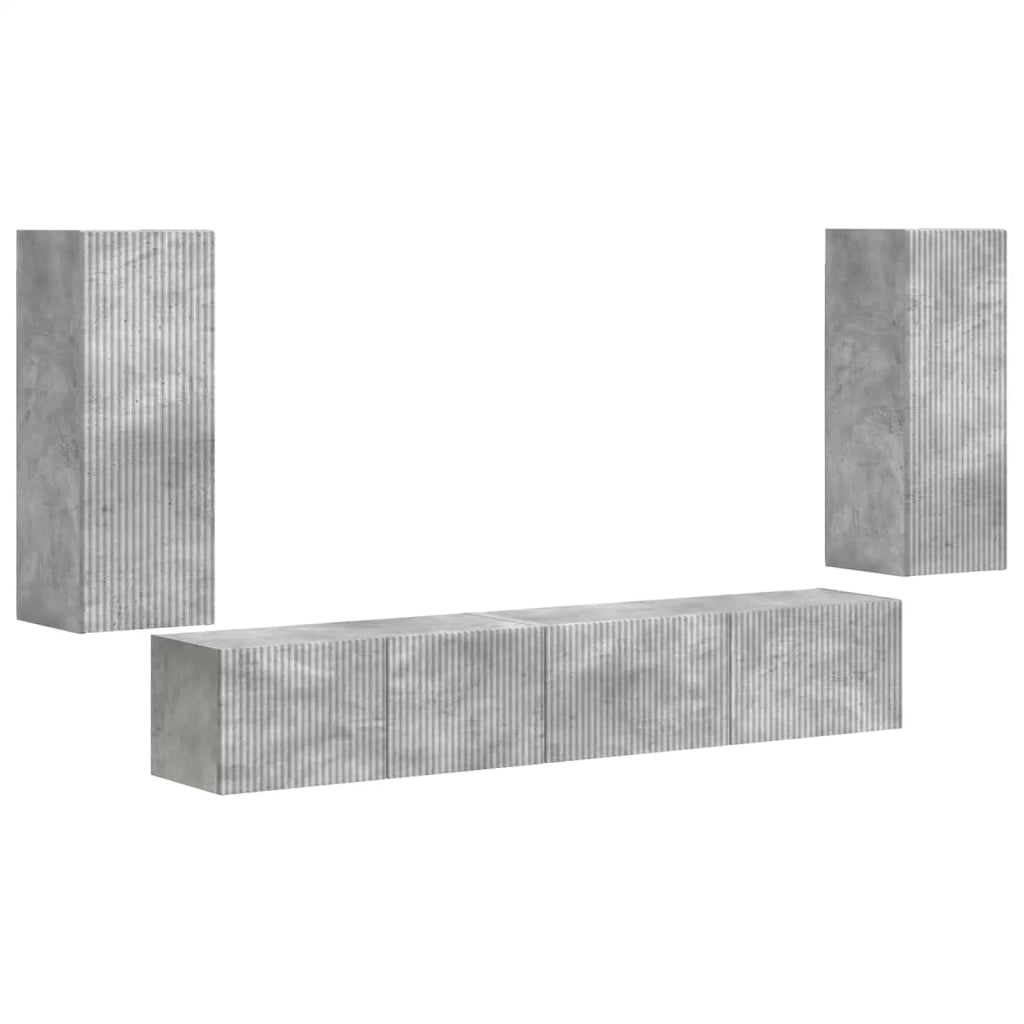 Set mobile TV 4 pcs Grigio cemento Legno multistrato 3409162