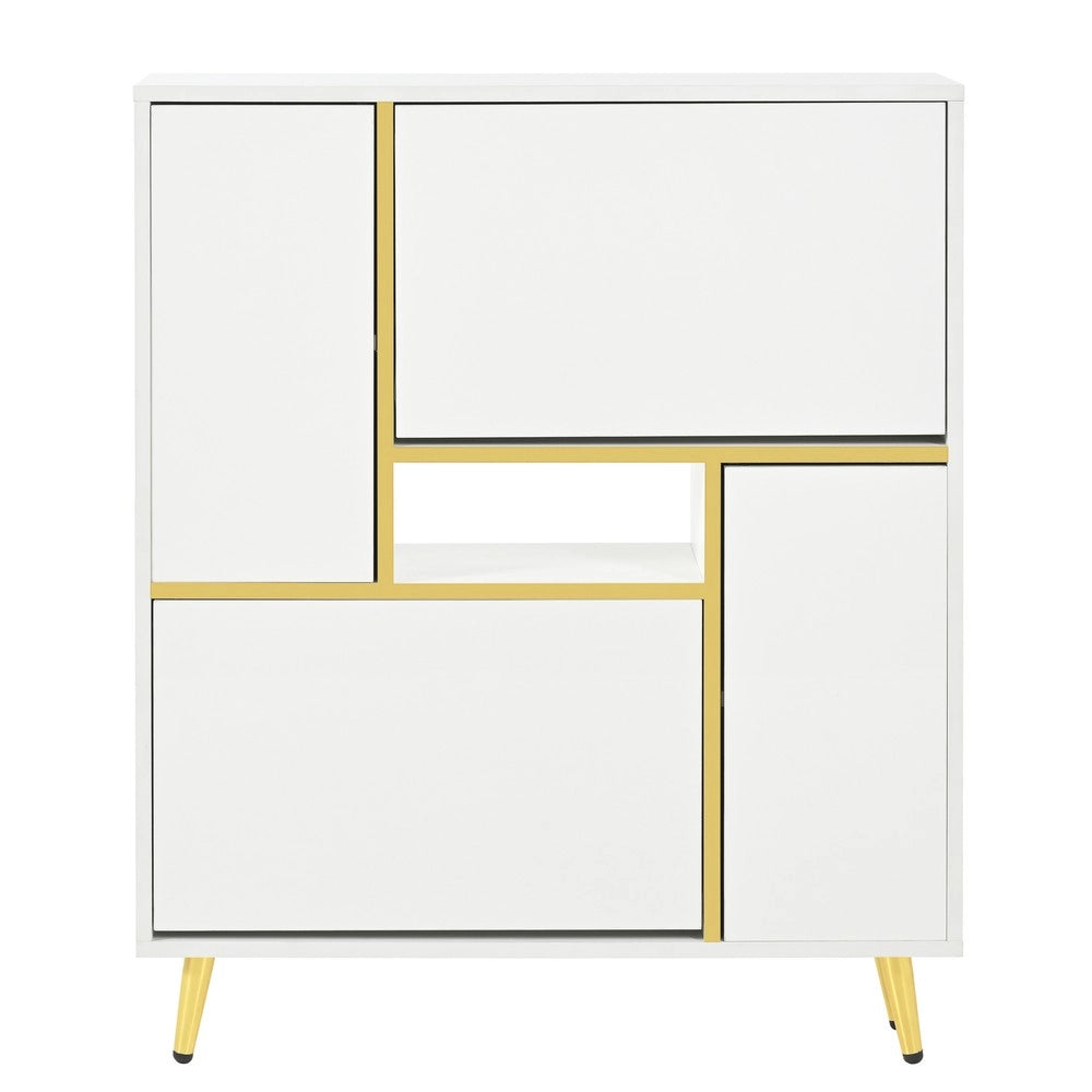 Scarpiera Moderna con LED 16 Colori e Ante Lucide ¨C MINIMAL ¨C Bianco 80x25x96 cm