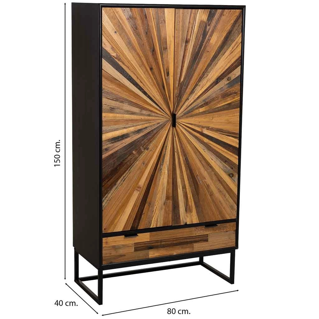 Armadio in legno di recupero nero a 2 ante 80x40x150h cm