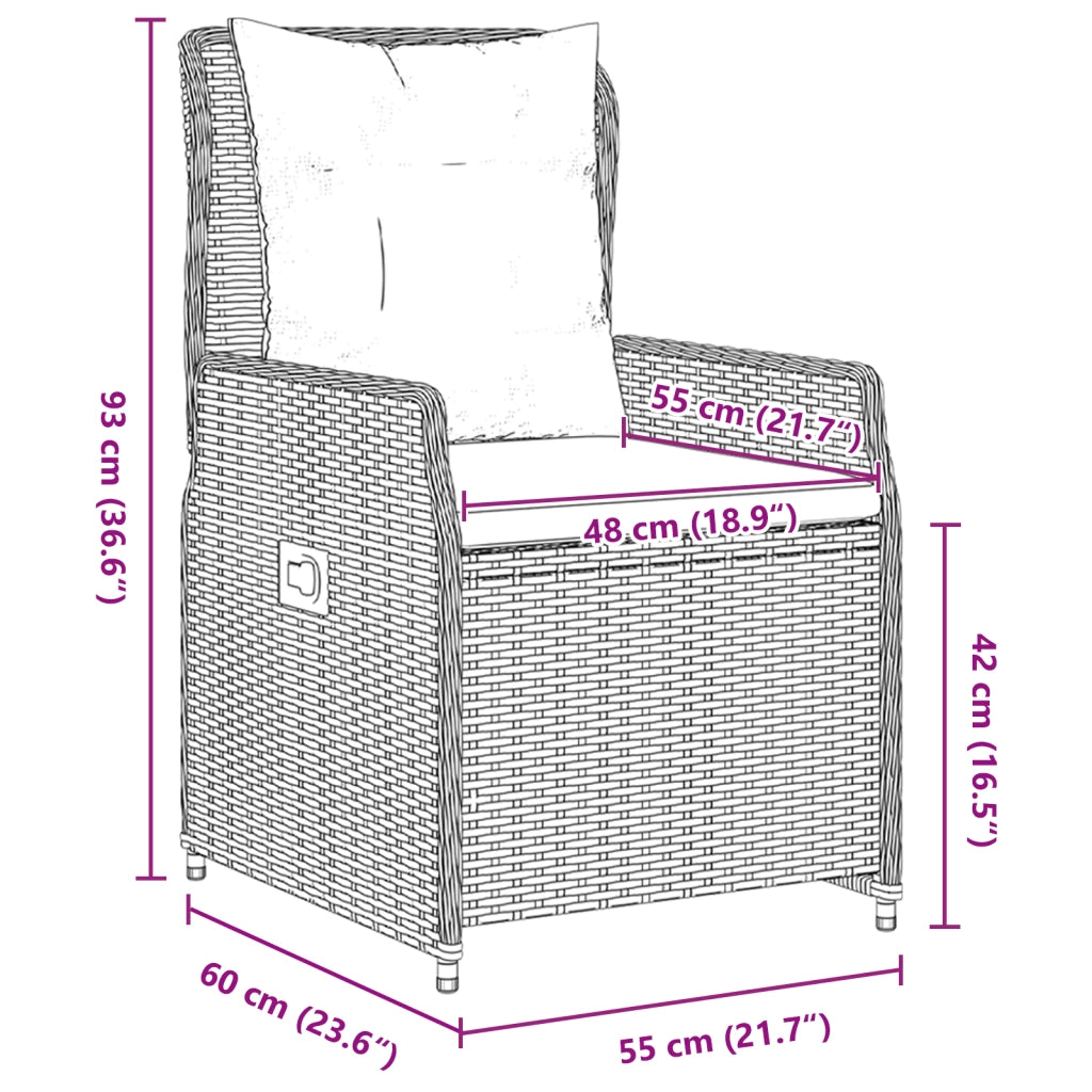 Set da Pranzo Giardino 9 Pezzi Beige Polyrattan