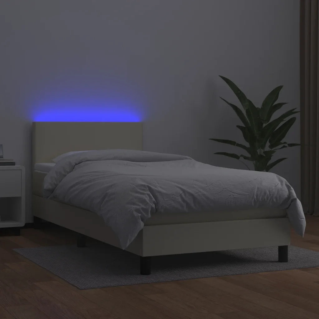 Giroletto a Molle con Materasso e LED Crema 80x200cm Similpelle 3134071