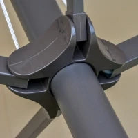 Ombrellone da Giardino XXL 4,6L x 2,7l x 2,4H cm con Base a Croce, Apertura e Chiusura con Manovella, Acciaio e Poliestere ad Alta Densità, Caffè