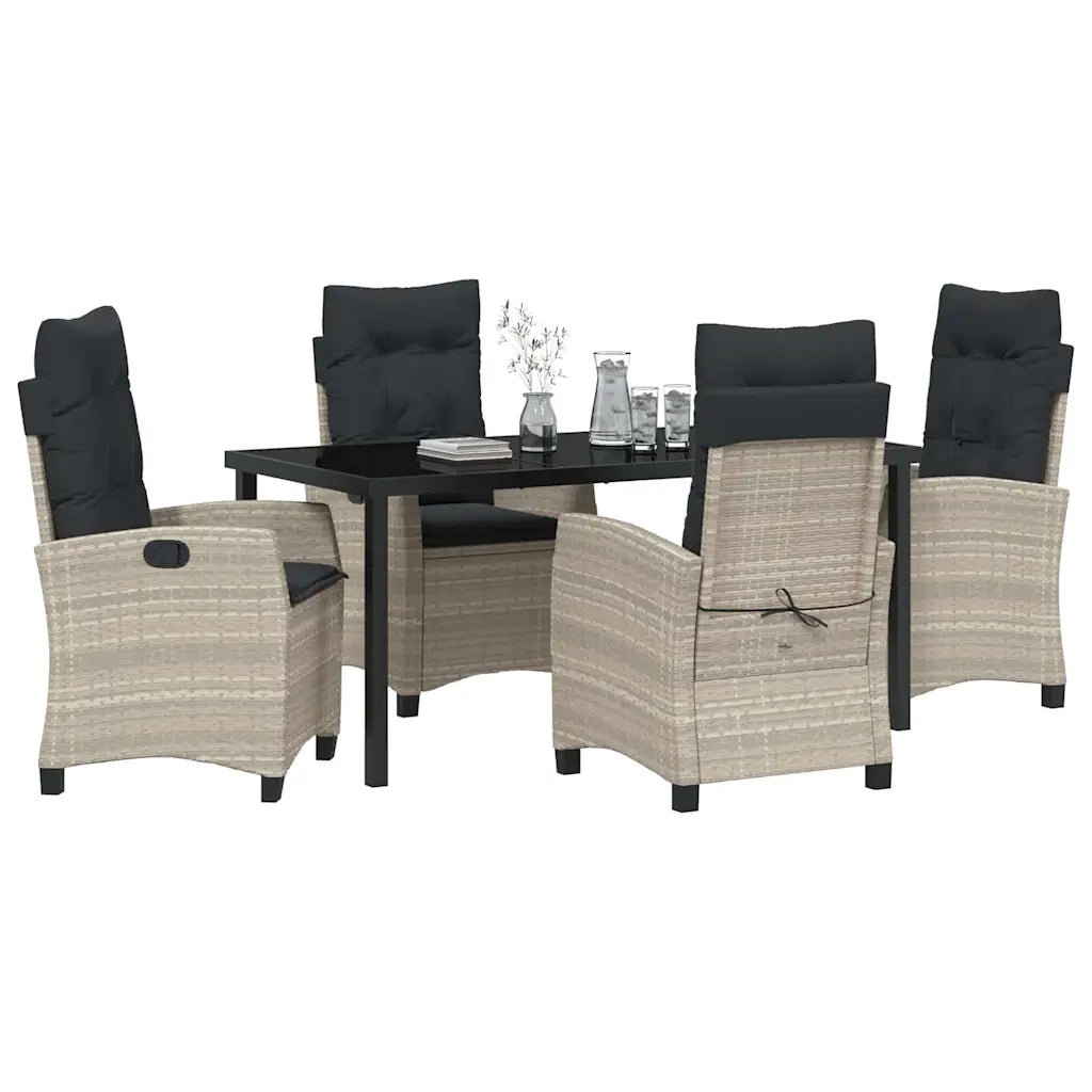 Set da Pranzo per Giardino 5 pcs Grigio chiaro polyrattan 3380410