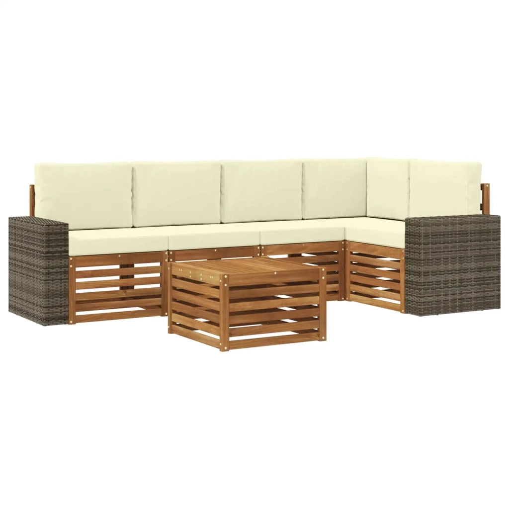 Set di divani da esterno 6 pz Naturale e Crema Poliestere 3384396