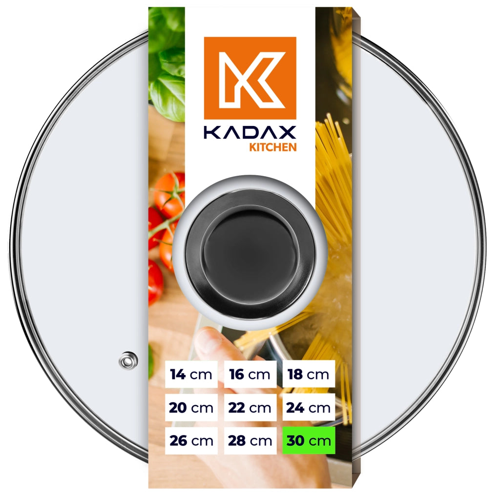 Coperchio in vetro KADAX da 30 cm, universale, resistente al calore, per pentole e padelle.