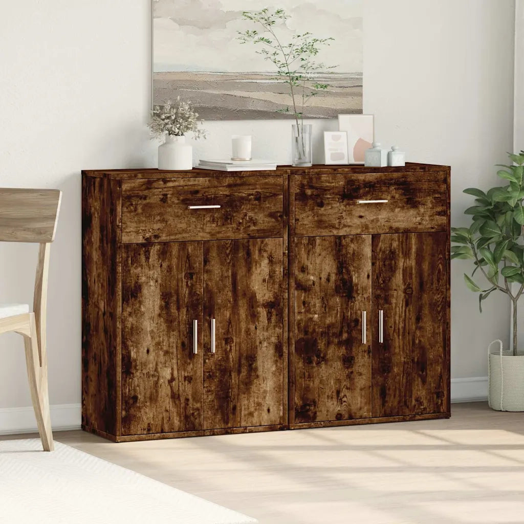 Credenze 2 pz | Madia | Buffet da pranzo | Armadio da pranzo Rovere Fumo 60x30x84 cm in Legno Multistrato