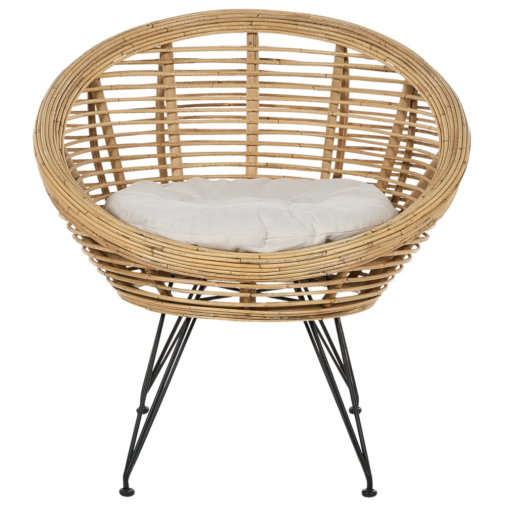 Set di divani a 3 posti in rattan naturale beige chiaro con cuscini in cotone di media resistenza per interni esterni stile bohémien giardino balcone