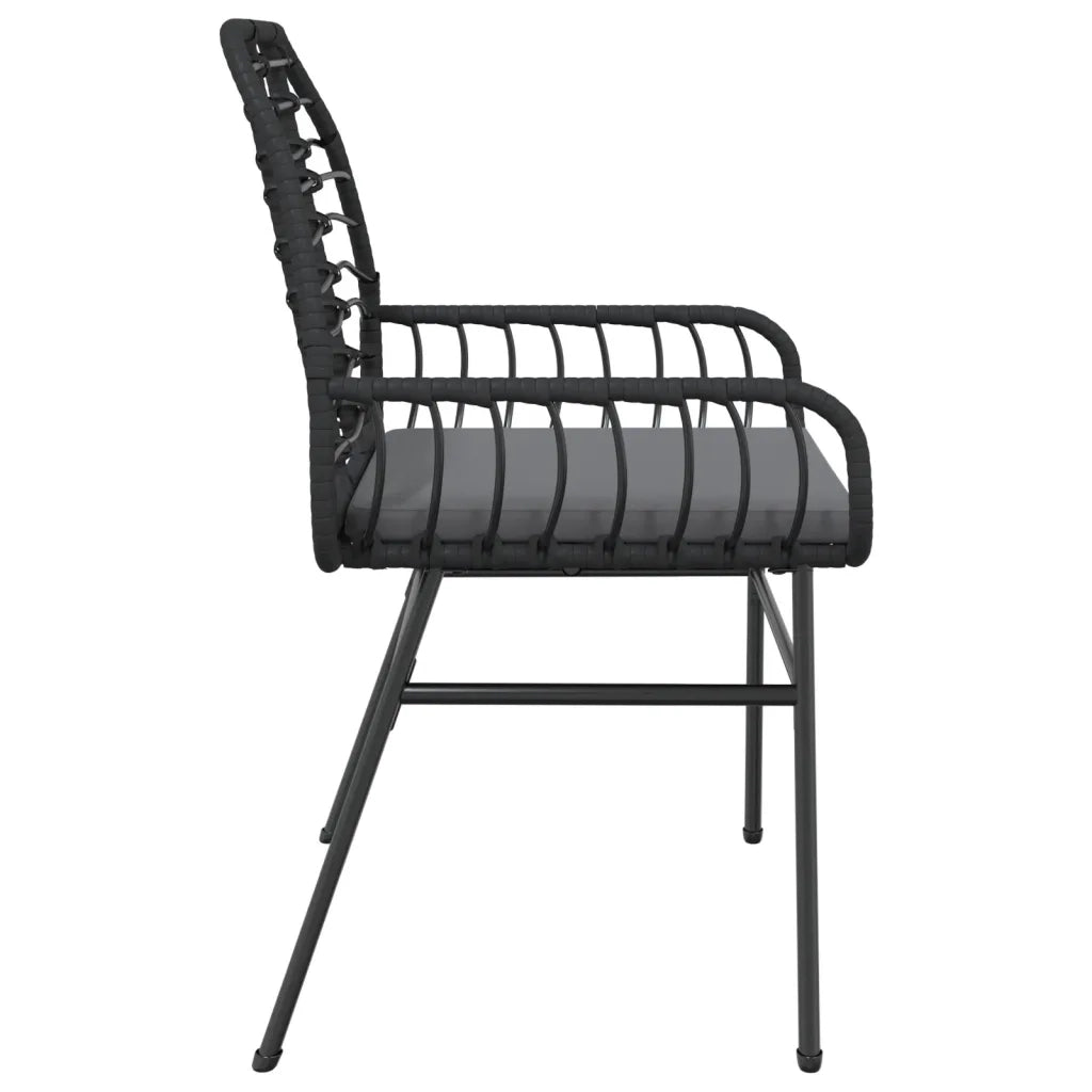 Sedie da Giardino con Cuscini 2 pz Nere in Polyrattan 369093