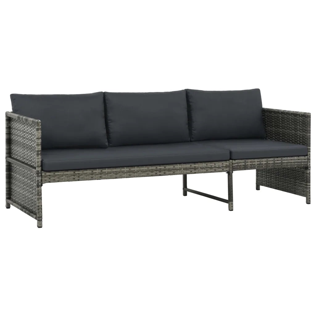 Set Divani da Giardino 3 pz con Cuscini in Polyrattan Grigio 44480
