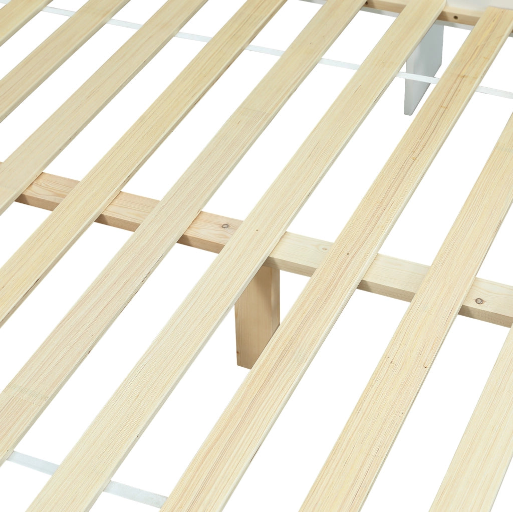 Letto matrimoniale 140x200 cm con contenitore; 2 luci e presa di ricarica bianco