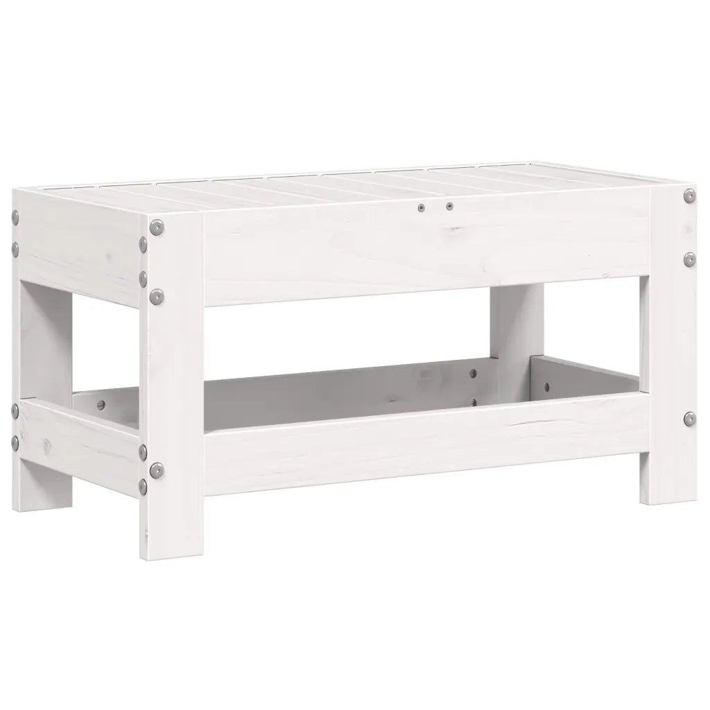 Sedia da giardino-Poggiapiedi da Giardino Bianco 62x30x32 cm Legno Massello Pino