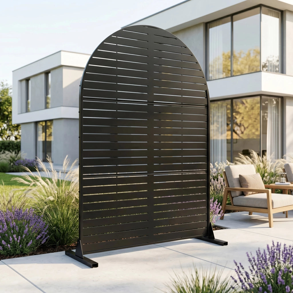 Pannello Divisorio Nodepp Paravento Arcuato in Acciaio 180 x 90 cm - Nero casa.pro