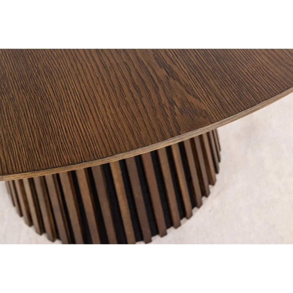 Tavolo da pranzo KANOVA 120 cm – Piano rotondo in rovere scuro e piede centrale design – Stile contemporaneo