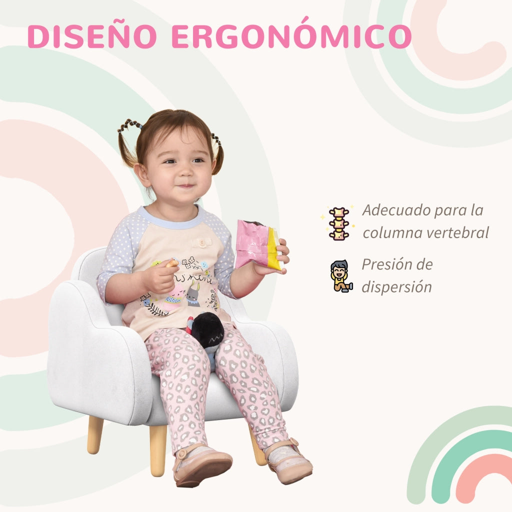 Poltrona per Bambini Design Nuvola Super Morbida ¨C zephmum ¨C 46x51x55 cm Bianco