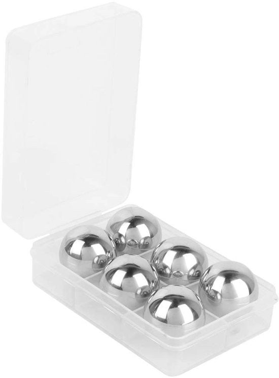 Pietre di ghiaccio riciclabili in acciaio inossidabile - Rond - 6 pezzi - Diametro 25,4 mm - Senza odore e sapore
