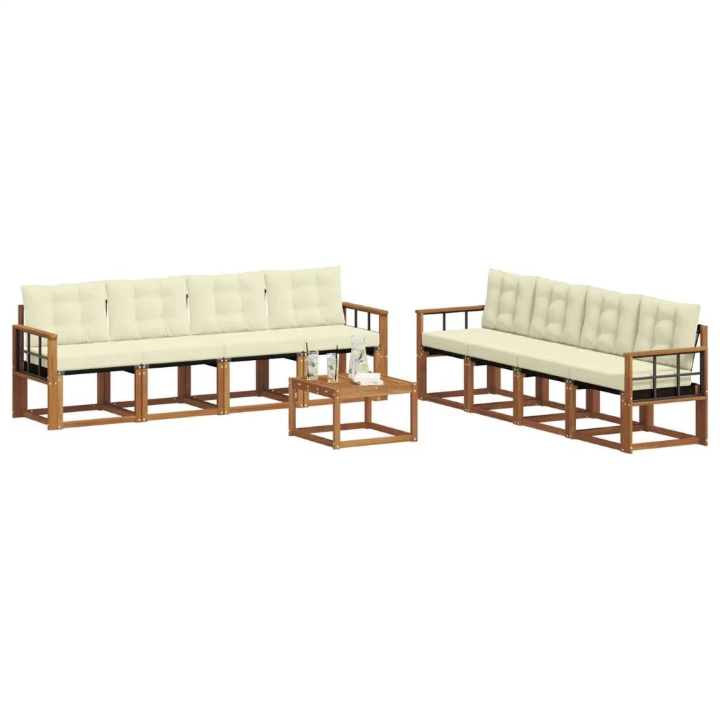 Set di divani da esterno con cuscino 9 pcs Naturale e Crema 3368525