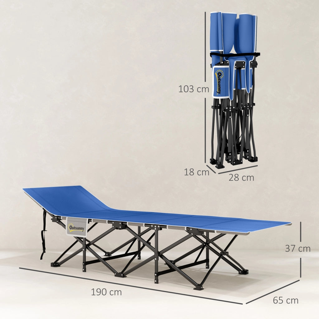 Letto da campeggio pieghevole con materasso ¨C zephmum ¨C blu scuro 185x68x37 cm